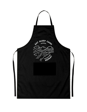 Sort personalizat eat sleep camp repeat cu text alb pe fundal negru pentru camping
