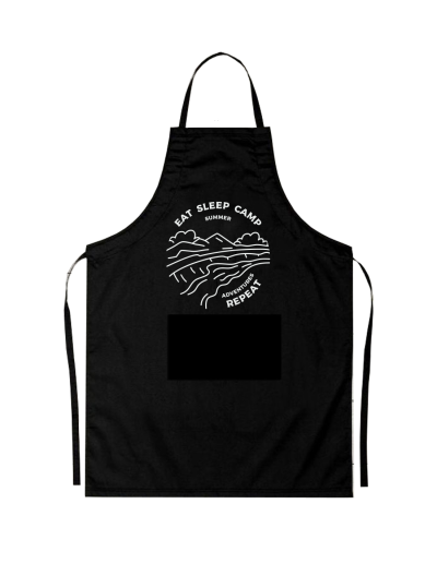 Sort personalizat eat sleep camp repeat cu text alb pe fundal negru pentru camping