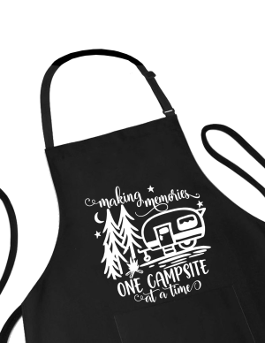 Sort personalizat camping One Campsite at a Time negru rezistent pentru gatit in aer liber