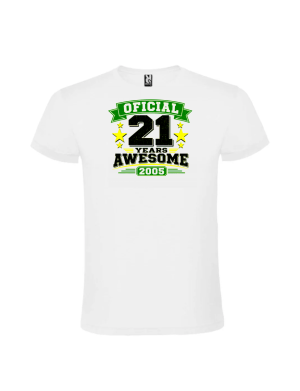 Tricou aniversar 21 ani years awesome cu design modern pentru tineri