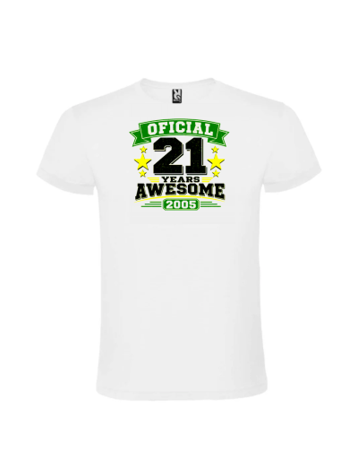 Tricou aniversar 21 ani years awesome cu design modern pentru tineri