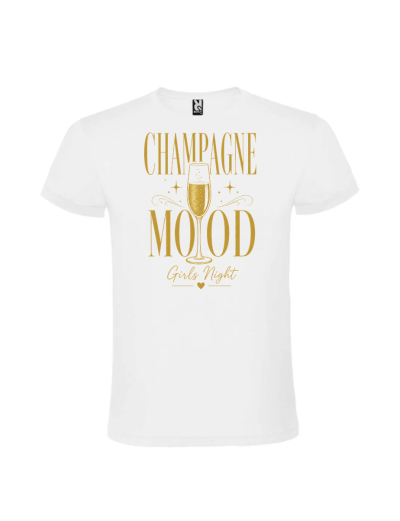 Tricou majorat champagne mood 18 ani personalizat pentru fete cu grafica eleganta