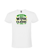 Tricou aniversar 65 ani wise classic pentru barbati de culoare alba cu imprimeu negru si auriu