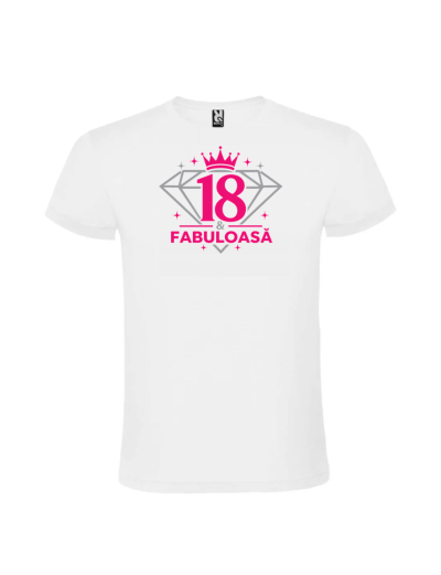 Tricou majorat 18 ani fabuloasa cu design diamant si text personalizat
