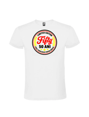 Tricou aniversar 50 ani limited edition fifty pentru femei personalizat Panda Roz