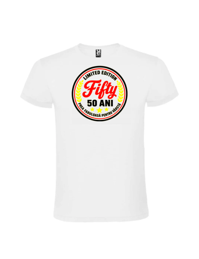 Tricou aniversar 50 ani limited edition fifty pentru femei personalizat Panda Roz