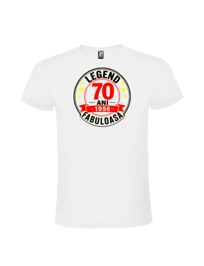 Tricou aniversar 70 ani legenda fabuloasa personalizat pentru femei culoare alba