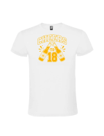 Tricou majorat cheers to 18 bere 18 ani alb cu design tematic pentru baieti