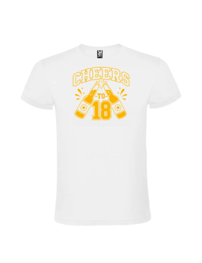 Tricou majorat cheers to 18 bere 18 ani alb cu design tematic pentru baieti