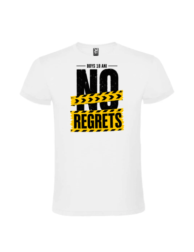 Tricou majorat no regrets 18 ani personalizat pentru baieti