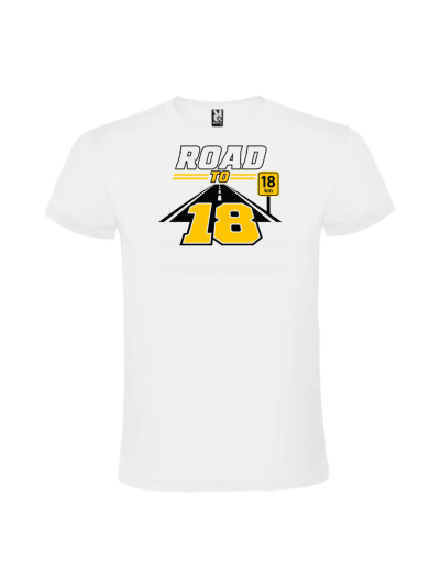 Tricou majorat road to 18 personalizat pentru baieti cu tema sosea