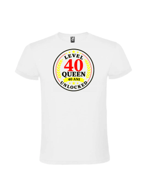 Tricou aniversar 40 ani queen cu design Level 40 Queen
