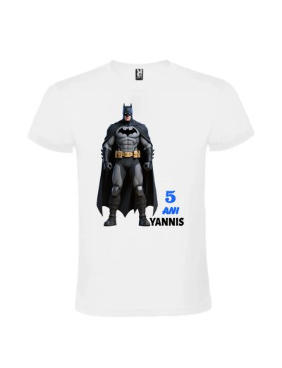 Tricou personalizat copii batman nume si varsta cu grafica Batman si text personalizabil
