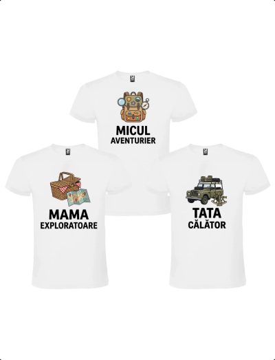 Set tricouri pasionati de iesiri in aer liber personalizat pentru familie