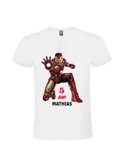 Tricou cu iron man cadou zi de nastere baieti personalizat pentru copii