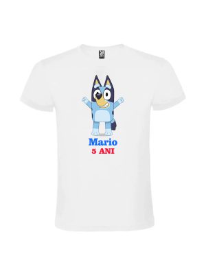 Tricou personalizat cu Bluey cadou aniversare pentru copii 2-4 ani