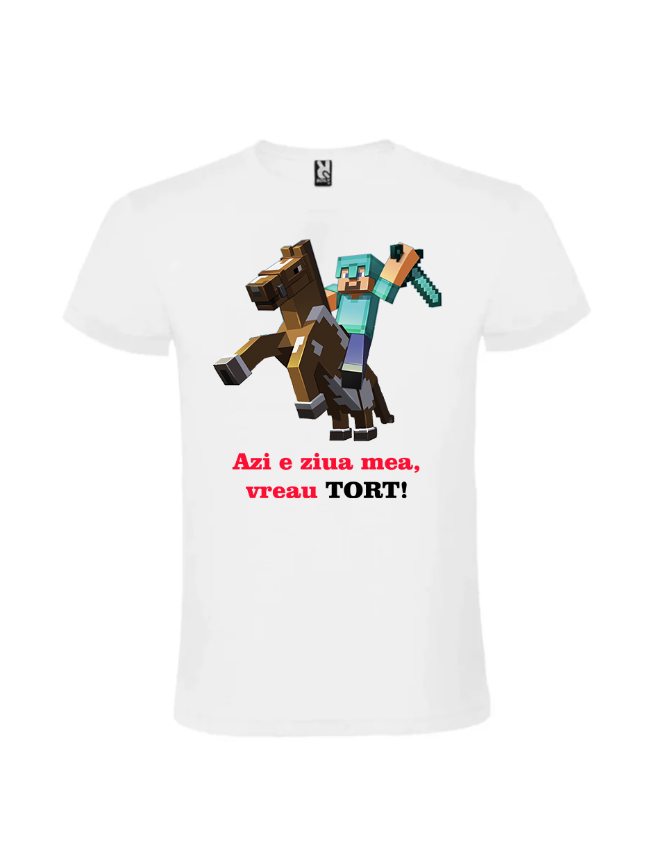 Tricou minecraft copii cadou aniversare cod PRZ-0022-KDS 1 Tricou minecraft copii cadou aniversare personalizat pentru baieti