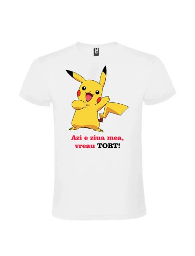 Tricou personalizat cu pikachu pentru copii in nuante vesele, produs real Panda Roz
