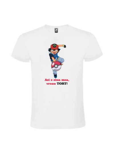 Tricou cu pokemoni cadou aniversare copii personalizat pentru varsta 6-8 ani