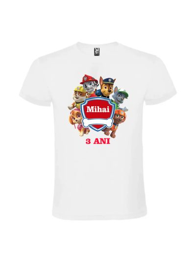 Tricou personalizat cu paw patrol cadou aniversare copii pentru baieti si fete