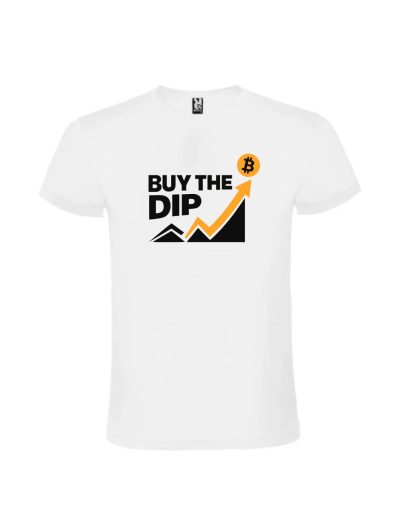 Tricou personalizat traderi buy the DIP de culoare albă cu mesaj grafic pentru investitori